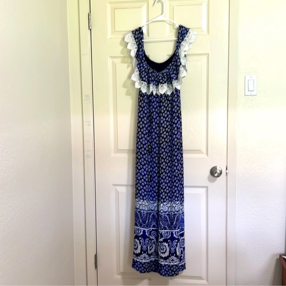 Elegant Blue Off-Shoulder Lovers & Friends Maxi Dress Small